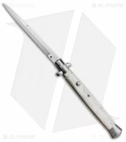 Stiletto Tech SKM 13" Italian Stiletto Automatic Knife White Pearlex (5.7" Satin Bayo)
