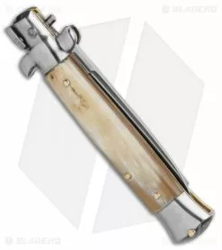 Frank B. 7.5" Italian Stiletto Automatic Knife Honey Horn (3.5" Polish Flat) 2 Frank B. 7.5" Italian Stiletto Automatic Knife Honey Horn (3.5" Polish Flat) -Bladehq Knives Sales 8 Italian Stiletto Honey Horn Automatic Knife Satin Flat Grind GX 35952 LS Side