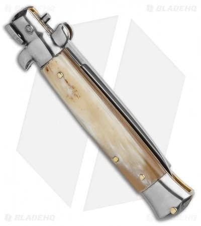 Frank B. 7.5" Italian Stiletto Automatic Knife Honey Horn (3.5" Polish Flat) Frank B. 7.5" Italian Stiletto Automatic Knife Honey Horn (3.5" Polish Flat) -Bladehq Knives Sales 8 Italian Stiletto Honey Horn Automatic Knife Satin Flat Grind GX 35952 LS Side