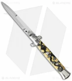 Stiletto Tech SKM 9" Italian Stiletto Automatic Knife Mosaic Acrylic (4" Satin Bayonet) BMM