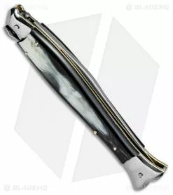AGA Campolin 10" Fishtail Picklock Italian Automatic Brazil Horn (4.5" Polish) -Bladehq Knives Sales AGA Campolin 10in Fishtail Picklock Italian BP 20096 jr side