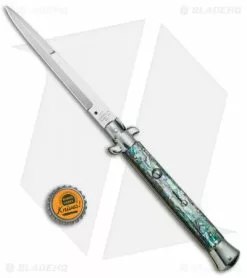 AGA Campolin 11" Picklock Automatic Italian Stiletto Abalone (5" Satin) 2017 -Bladehq Knives Sales AGA Campolin 11in Picklock Italian Stiletto Abalone Satin BHQ 78223 jr bottlecap 2
