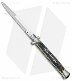 AGA Campolin 11" Picklock Automatic Italian Stiletto Stag (5" Satin) 2017