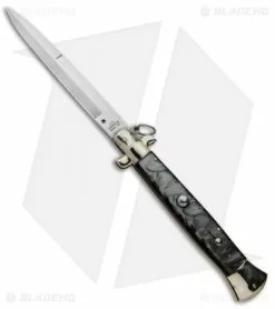 AGA Campolin 18" Stiletto Automatic Knife Gray Acrylic (8" Satin Bayo)