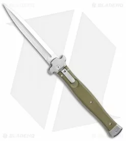AGA Campolin Zero+ Dagger Leverlock Automatic Knife Green G-10 (4.25" Satin) 2.0