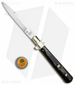 AGA Campolin 11" Frosolone Bayonet Stiletto Automatic Brazilian Horn (5" Satin) 4 AGA Campolin 11" Frosolone Bayonet Stiletto Automatic Brazilian Horn (5" Satin) -Bladehq Knives Sales AGA Frosolone Brazilian Nickel 11in Bayo BP 29291 jr bottlecap