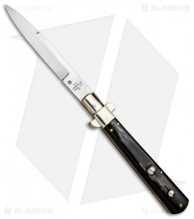 AGA Campolin 11" Frosolone Bayonet Stiletto Automatic Brazilian Horn (5" Satin) AGA Campolin 11" Frosolone Bayonet Stiletto Automatic Brazilian Horn (5" Satin) -Bladehq Knives Sales AGA Frosolone Brazilian Nickel 11in Bayo BP 29291 jr