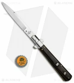 AGA Campolin 11" Frosolone Bayonet Stiletto Automatic Knife Ebony (5" Satin) -Bladehq Knives Sales AGA Frosolone Ebony Nickel 11in Bayo BP 29294 jr bottlecap