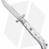 AKC Italian Style 11" Roma Drop Point Auto Swinguard White Pearlex (4.6" Polished)