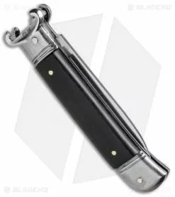 AKC Shot Puller 8" Lever Lock Italian Auto Ebony Wood (3.2" Polish Flat) -Bladehq Knives Sales AKC 8in Shot Puller LL Ebony Wood BP 19888 jr side