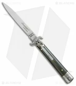 AKC Leverletto 9" Lever Lock Automatic Italian Knife Brazilian Horn (4" Satin)