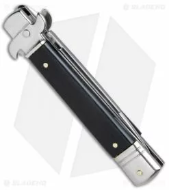 AKC Leverletto 7.5" Lever Lock Automatic Italian Knife Ebony (3.2" Satin) -Bladehq Knives Sales AKC Bill DeShivs Leverletto Ebony Wood Satin Plain BP 26642 jr side