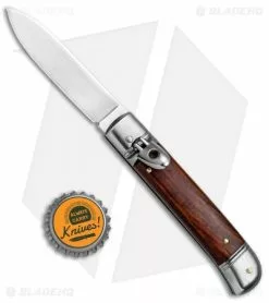 SKM Classic 8" Lever Lock Automatic Italian Knife Cocobolo (3.2" Polish Flat) -Bladehq Knives Sales AKC Classic LL Auto Italian Cocobolo Satin BHQ 81016 jr bottlecap