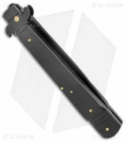 AKC Leverletto 9" Lever Lock Automatic Italian Knife Black (4" Black Flat) -Bladehq Knives Sales AKC Leverletto 9in LL Auto Italian Black Black BHQ 50877 jr side