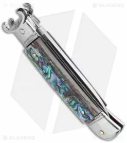 AKC Shot Puller 8" Lever Lock Italian Auto Knife Abalone (3.2" Polish Flat) -Bladehq Knives Sales AKC Shot Puller 8in LL Italian Abalone BHQ 68879 jr side