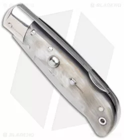 AKC Speed Hunter Automatic Italian Knife Dark/Light Horn (3" Polish) -Bladehq Knives Sales AKC Speed Hunter Auto Italian Knife Dark Horn Polish BHQ 50883 jr spine