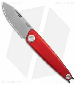 Acta Non Verba Knives Z050 Slip Joint Knife Red Aluminum (2.6" Stonewash)