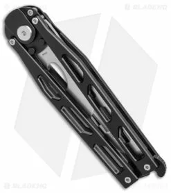 Artisan Cutlery Kinetic-Tool Automatic Butterfly Tool Black Ti (3.3" Stonewash) -Bladehq Knives Sales Artisan Cutlery Kinetic Tool Auto Butterfly Tool Black Ti SW BHQ 144899 jr side