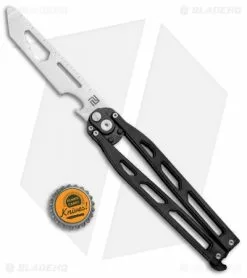 Artisan Cutlery Kinetic-Tool Automatic Butterfly Tool Black Ti (4" Satin) -Bladehq Knives Sales Artisan Cutlery Kinetic Tool Auto Butterfly Tool Gray Black Ti Satin 1823G BK BHQ 94495 jr bottlecap
