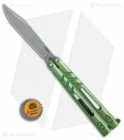 BRS ALT Alpha Beast Infinity Balisong Butterfly Knife Green Ti (4.5" Stonewash) -Bladehq Knives Sales BRS ALT Alpha Beast Infinity Bali Green Ti SW BHQ 83122 er bottlecap