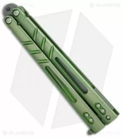 BRS ALT Alpha Beast Infinity Balisong Butterfly Knife Green Ti (4.5" Stonewash) -Bladehq Knives Sales BRS ALT Alpha Beast Infinity Bali Green Ti SW BHQ 83122 er spine