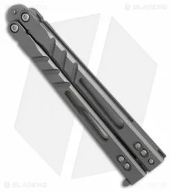 BRS Alpha Beast Bowie Balisong Butterfly Knife Titanium (4.5" Stonewash) -Bladehq Knives Sales BRS Alpha Beast Bowie Bali Ti SW BHQ 82803 er spine
