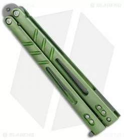 BRS Alpha Beast Infinity Balisong Butterfly Knife Green Ti (4.5" Stonewash) 2 BRS Alpha Beast Infinity Balisong Butterfly Knife Green Ti (4.5" Stonewash) -Bladehq Knives Sales BRS Alpha Beast Infinity Bali Ti SW BHQ 82961 er spine 2