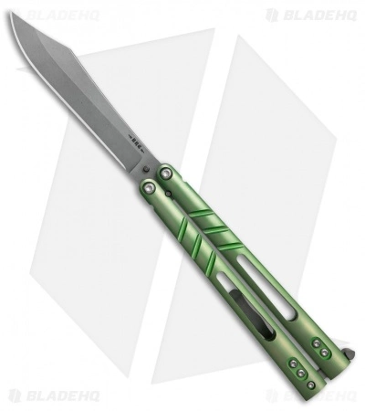 BRS Alpha Beast Infinity Balisong Butterfly Knife Green Ti (4.5" Stonewash) BRS Alpha Beast Infinity Balisong Butterfly Knife Green Ti (4.5" Stonewash) -Bladehq Knives Sales BRS Alpha Beast Infinity Bali Ti SW BHQ 82961 er