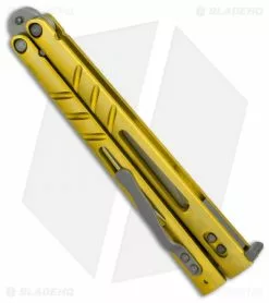 BRS Alpha Beast Infinity Balisong Butterfly Knife Titanium Gold (4.5" SW) 2 BRS Alpha Beast Infinity Balisong Butterfly Knife Titanium Gold (4.5" SW) -Bladehq Knives Sales BRS Alpha Beast Inifitiy Balisong Butterfly Knife Ti Gold SW BHQ 115485 jr side