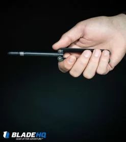 BaliYo By Spyderco Butterfly Pen Fisher Space Pen (Black/Gray) USA Made -Bladehq Knives Sales BaliYo by Spyderco Pen Butterfly Flipper Black BHQ 4501 kp in hand web 6