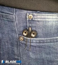 BaliYo By Spyderco Butterfly Pen Fisher Space Pen (Black/Gray) USA Made -Bladehq Knives Sales BaliYo by Spyderco Pen Butterfly Flipper Black BHQ 4501 kp in pocket web 6