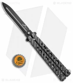 Bear OPS Bear Song V Butterfly Knife Sim Carbon Fiber (4.38" Black) B-500-A1CF -Bladehq Knives Sales Bear OPS Bear Song 500 Butterfly Sim Carbon Fiber Black BHQ 35746 jr bottlecap