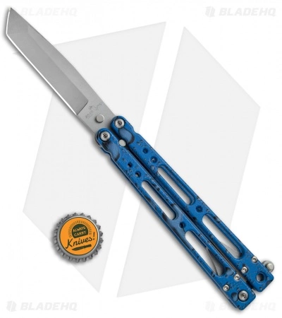 Bear OPS Bear Song IV Tanto Butterfly Knife Blue Raindrop (3.75" Bead Blast) Bear OPS Bear Song IV Tanto Butterfly Knife Blue Raindrop (3.75" Bead Blast) -Bladehq Knives Sales Bear OPS Bear Song IV Tanto Butterfly Blue Raindrop BB B 410 AIBD AP 35035 BHQ 67848 jr bottlecap