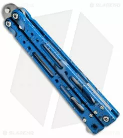 Bear OPS Bear Song IV Tanto Butterfly Knife Blue Raindrop (3.75" Bead Blast) 2 Bear OPS Bear Song IV Tanto Butterfly Knife Blue Raindrop (3.75" Bead Blast) -Bladehq Knives Sales Bear OPS Bear Song IV Tanto Butterfly Blue Raindrop BB B 410 AIBD AP 35035 BHQ 67848 jr side