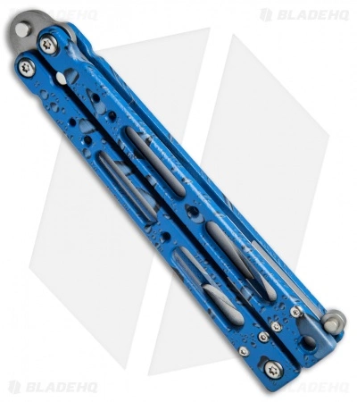 Bear OPS Bear Song IV Tanto Butterfly Knife Blue Raindrop (3.75" Bead Blast) Bear OPS Bear Song IV Tanto Butterfly Knife Blue Raindrop (3.75" Bead Blast) -Bladehq Knives Sales Bear OPS Bear Song IV Tanto Butterfly Blue Raindrop BB B 410 AIBD AP 35035 BHQ 67848 jr spine