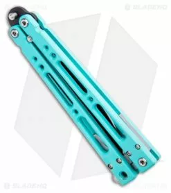 Bear OPS Bear Song IV Butterfly Knife Teal Al (4.38" Black) B-400-AlCP-B -Bladehq Knives Sales Bear Ops Bear Song IV Butterfly Knife Teal Al Black BHQ 99616 ns side