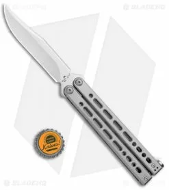 Bear Ops Bear Song VIII Butterfly Knife Gray Clip Point (4.5" Satin) 3 Bear Ops Bear Song VIII Butterfly Knife Gray Clip Point (4.5" Satin) -Bladehq Knives Sales Bear Ops Bear Song VIII Butterfly DP Satin B 800 SS S BHQ 102069 jr bottlecap