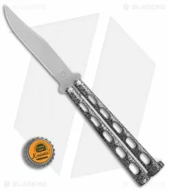 Bear & Son 114 Butterfly Knife Balisong Silver Speckle (4" Satin) -Bladehq Knives Sales Bear Son 114 speckle satin BHQ 0365 er bottlecap