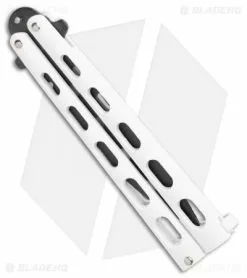 Bear & Son 115WTR Large Butterfly Knife Trainer White (4" Black) -Bladehq Knives Sales Bear Son 115WTR Large Butterfly Trainer White Black BHQ 107301 jr side