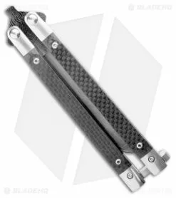 Bear & Son 30th Anniversary Butterfly Knife Carbon Fiber (5" Damascus) -Bladehq Knives Sales Bear Son 30th Anniversary CF17D Carbon Fiber Butterfly 5 Damascus BHQ 121782 LS Side jr