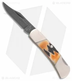 Bear & Son Executive Lockback Knife Genuine India Stag (2.25" Damascus) 526D