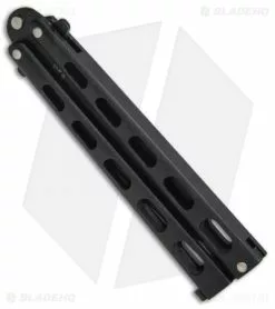 Bear & Son 115TANB Tanto Butterfly Knife Black (4" Black) -Bladehq Knives Sales Bear Son Large Butterfly Black Tanto 115TANB BHQ 50073 jr side