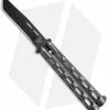 Bear & Son 115TAN Tanto Butterfly Knife Silver Vein (4" Black)