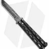 Bear & Son Tanto Butterfly Knife Black (4" Damascus) 115TAND
