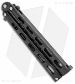 Bear & Son Tanto Butterfly Knife Black (4" Damascus) 115TAND -Bladehq Knives Sales Bear Son Tanto Butterfly Blk Dmscs 115TAND BHQ 50075 jr side 1
