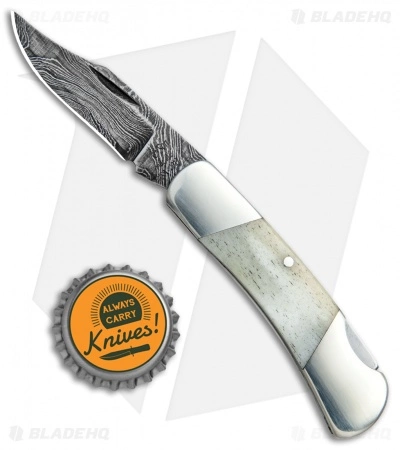 Bear & Son Cutlery Executive Lockback Knife Smooth Bone (2.25" Damascus) Bear & Son Cutlery Executive Lockback Knife Smooth Bone (2.25" Damascus) -Bladehq Knives Sales Bear and Son Cutlery Executive LB Mastodon Ivory Damascus WSB26D BHQ 39461 jr bottlecap