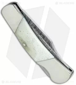 Bear & Son Cutlery Executive Lockback Knife Smooth Bone (2.25" Damascus) 2 Bear & Son Cutlery Executive Lockback Knife Smooth Bone (2.25" Damascus) -Bladehq Knives Sales Bear and Son Cutlery Executive LB Mastodon Ivory Damascus WSB26D BHQ 39461 jr side