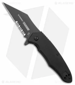 Blackhawk Be-Wharned Sideliner Knife Black G-10 (3.25" Black Partial Serrated)
