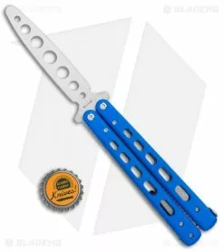 Boker Plus Balisong Trainer Butterfly Knife Blue G-10 (4" Satin) 01BO713 -Bladehq Knives Sales Boker Plus Balisong Trainer Blue Holes G 10 Satin 01BO713SOI BHQ 99634 jr bottlecap
