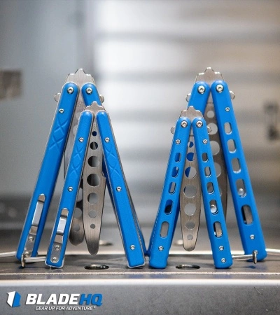 Boker Plus Mini Balisong Trainer Blue G-10 (3.25" Satin) 01BO716SOI Boker Plus Mini Balisong Trainer Blue G-10 (3.25" Satin) 01BO716SOI -Bladehq Knives Sales Boker Plus Balisong Trainer Butterfly Knife Blue G 10 Satin 01BO713 BHQ 99634 kp cnc web 3